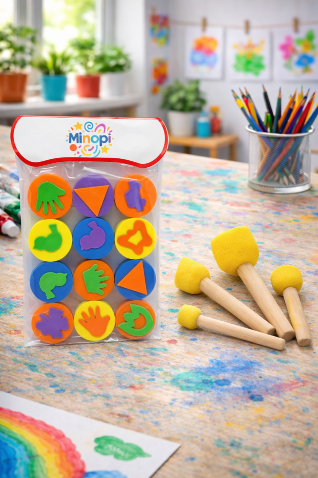 12'li Sünger Eva Baskı Ve Ponpon Sünger Fırça Boyama Hobi Etkinlik Sanat