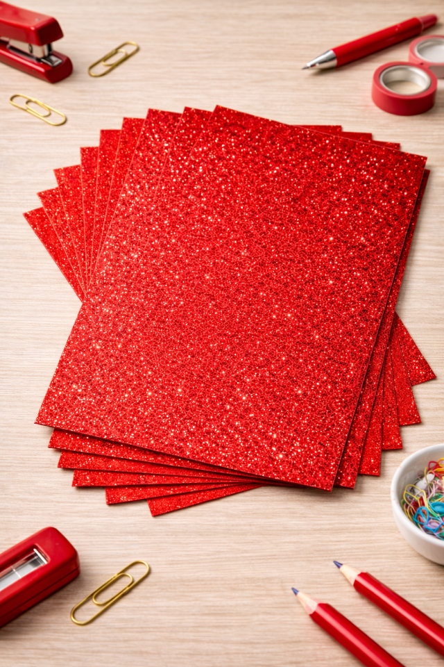 10'lu Kırmızı Renk 50 x 70 cm Eva Simli Model Büyük Boy