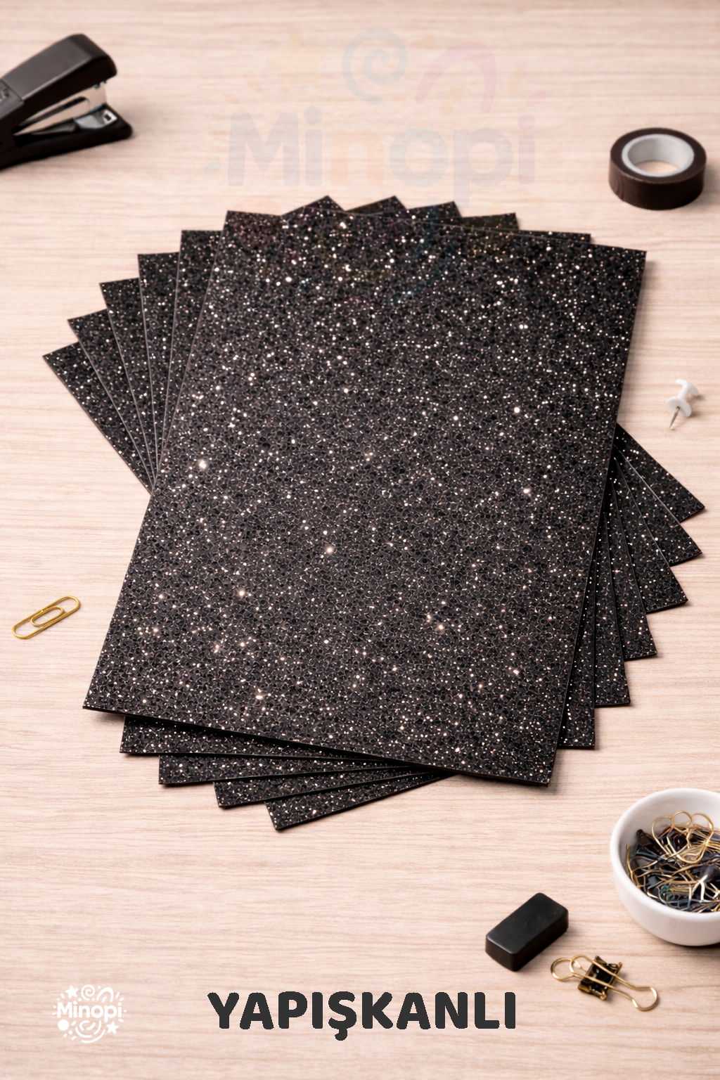 10'lu Siyah Renk 50 x 70 cm Eva Simli Yapışkanlı Model Büyük Boy