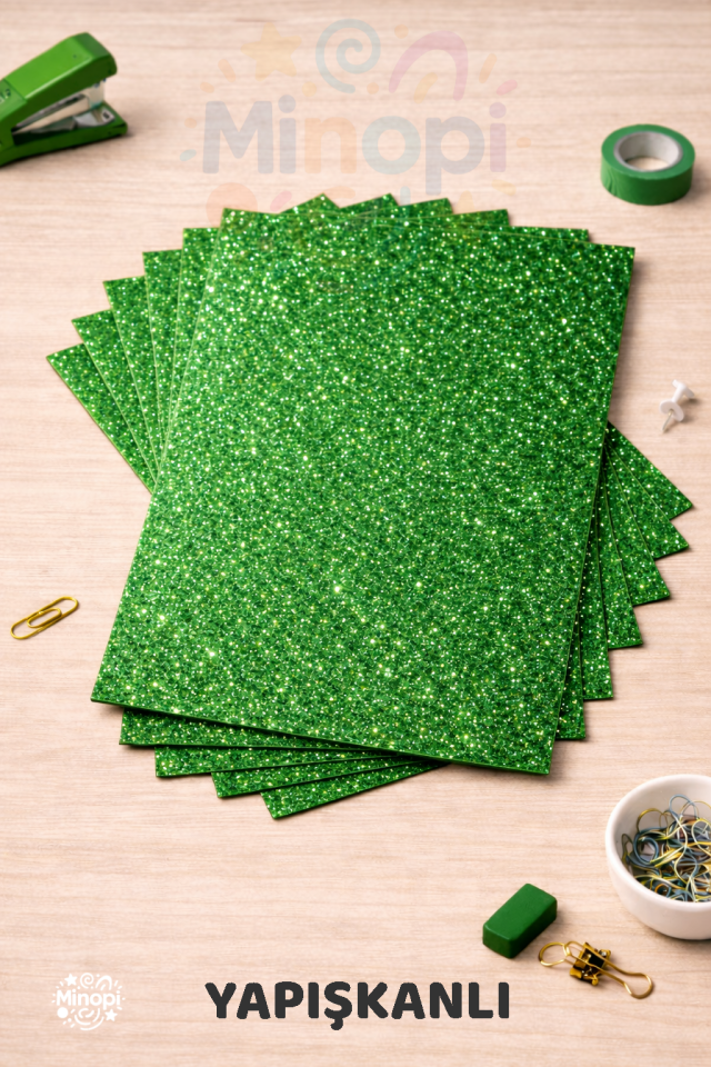 10'lu Yeşil Renk 50 x 70 cm Eva Simli Yapışkanlı Model Büyük Boy