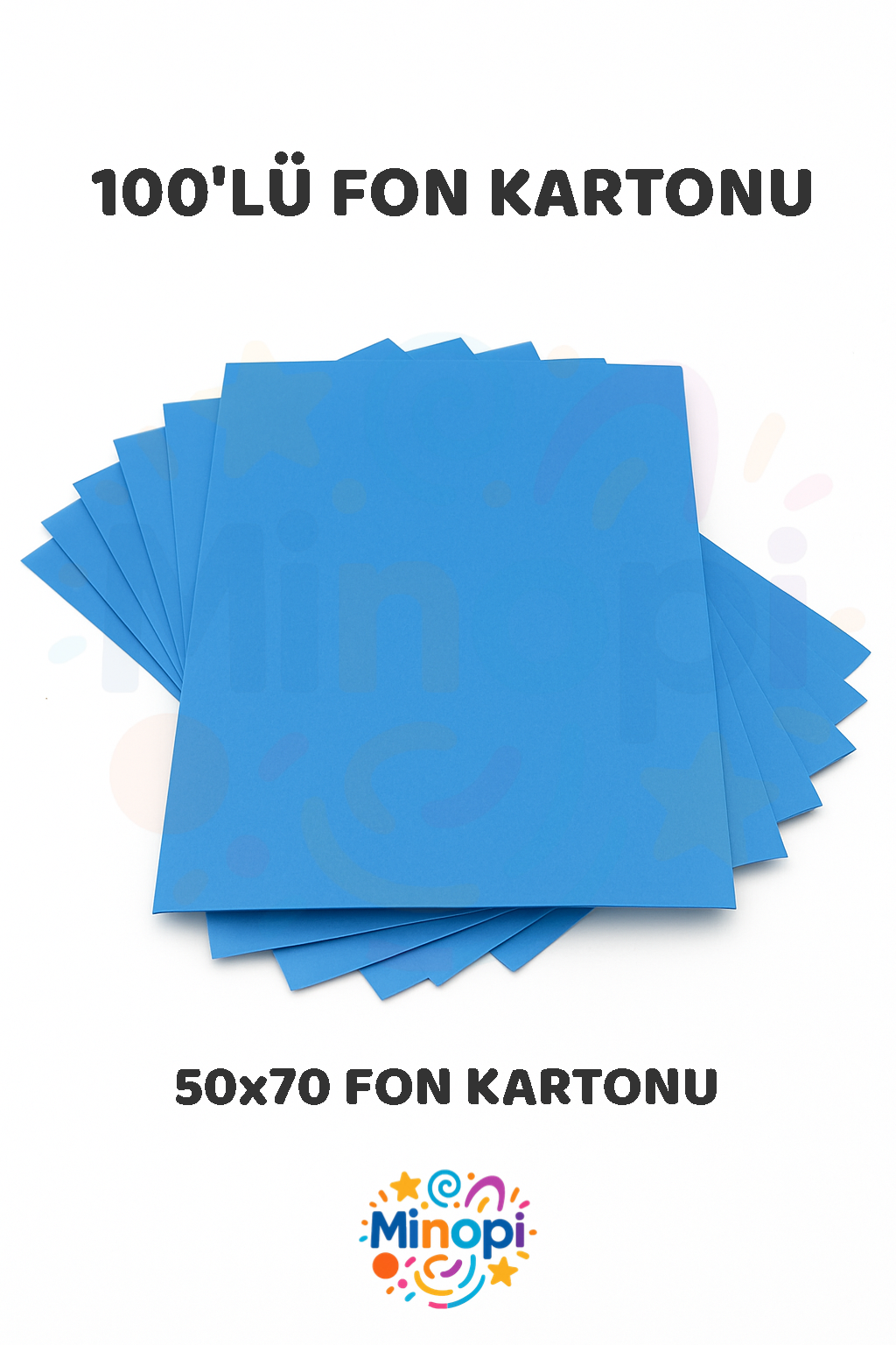 Açık Mavi Fon Kartonu 50x70 cm 100'lü Paket Renkli Fon Kartonu Kalın Büyük Boy