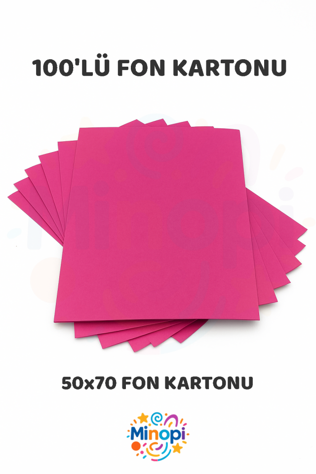 Açık Pembe Fon Kartonu 50x70 cm 100'lü Paket Renkli Fon Kartonu Büyük Boy