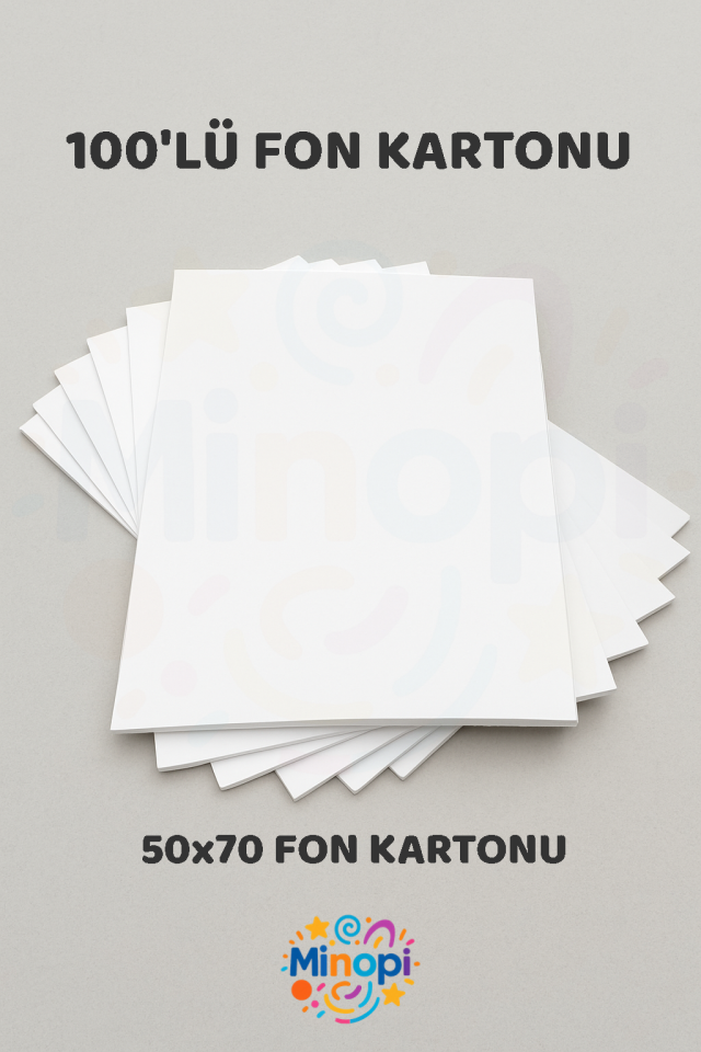 Beyaz Fon Kartonu 50x70 cm 100'lü Paket Renkli Fon Kartonu Kalın Büyük Boy