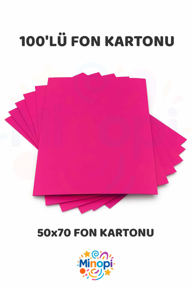 Fuşya Fon Kartonu 50x70 cm 100'lü Paket Renkli Fon Kartonu Büyük Boy