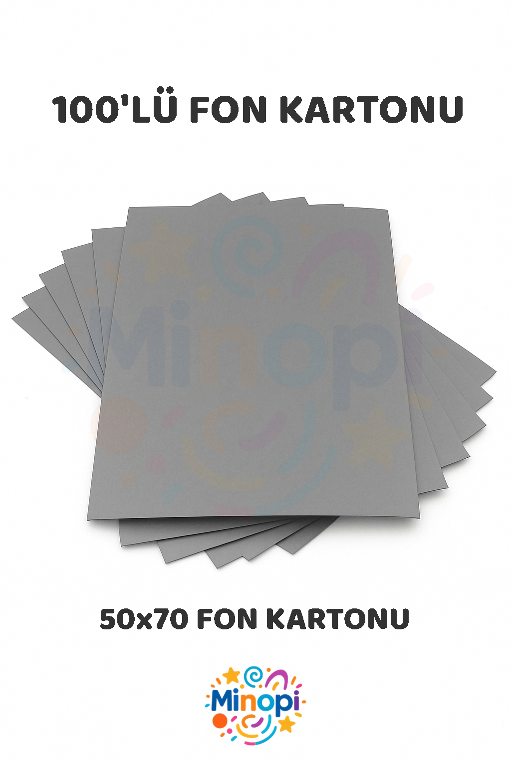 Gri Fon Kartonu 50x70 cm 100'lü Paket Renkli Fon Kartonu Kalın Büyük Boy