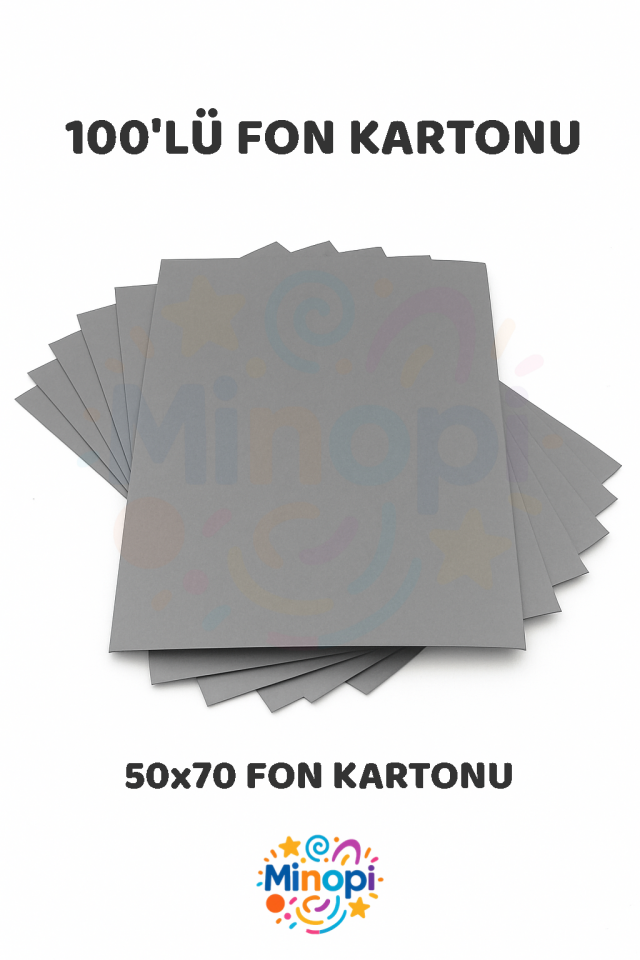 Gri Fon Kartonu 50x70 cm 100'lü Paket Renkli Fon Kartonu Kalın Büyük Boy