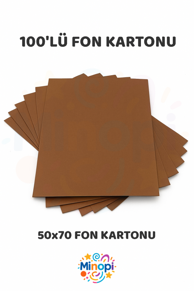 Kahverengi Fon Kartonu 50x70 cm 100'lü Paket Renkli Fon Kartonu Kalın Büyük Boy