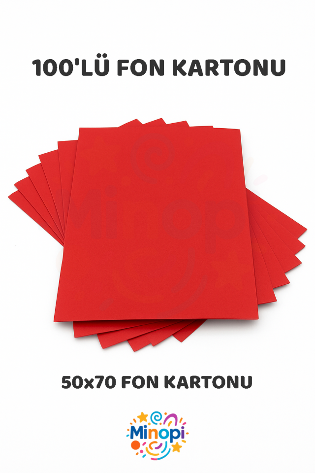 Kırmızı Fon Kartonu 50x70 cm 100'lü Paket Renkli Fon Kartonu Kalın Büyük Boy