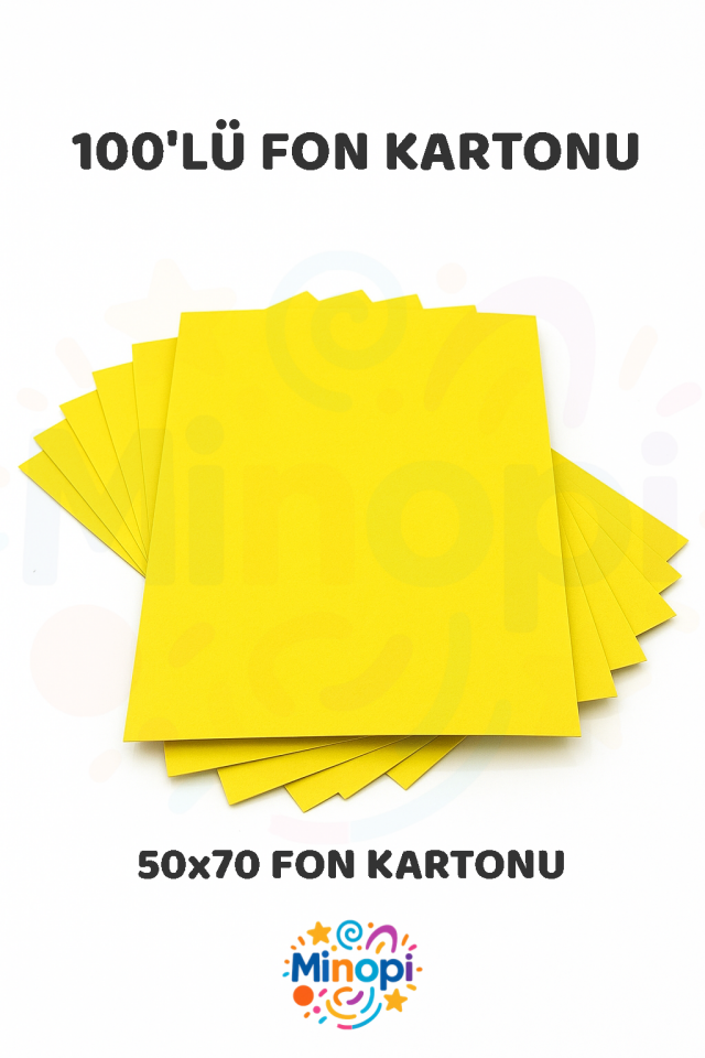 Sarı Fon Kartonu 50x70 cm 100'lü Paket Renkli Fon Kartonu Kalın Büyük Boy