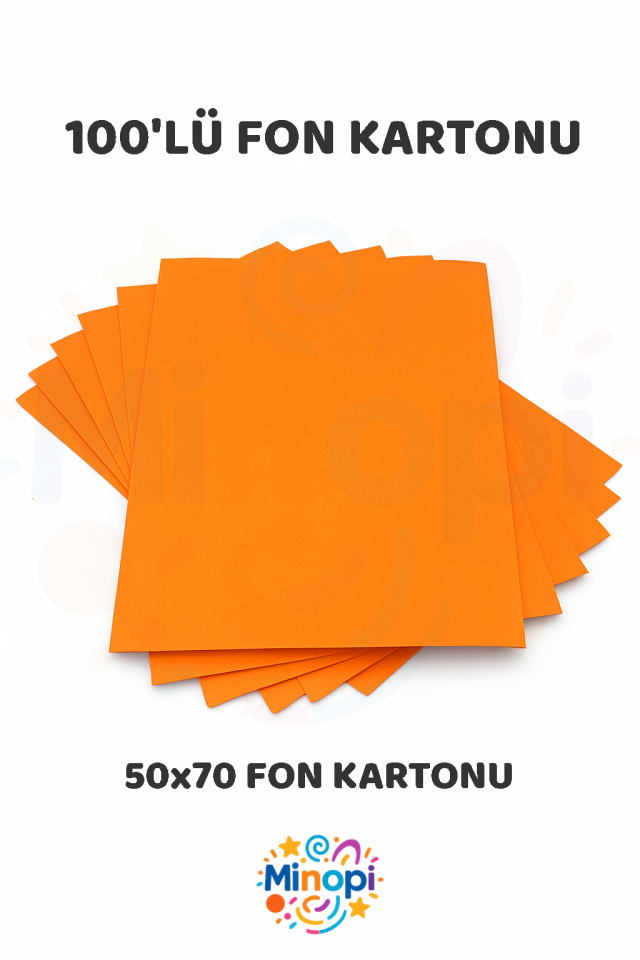 Turuncu Fon Kartonu 50x70 cm 100'lü Paket Renkli Fon Kartonu Kalın Büyük Boy