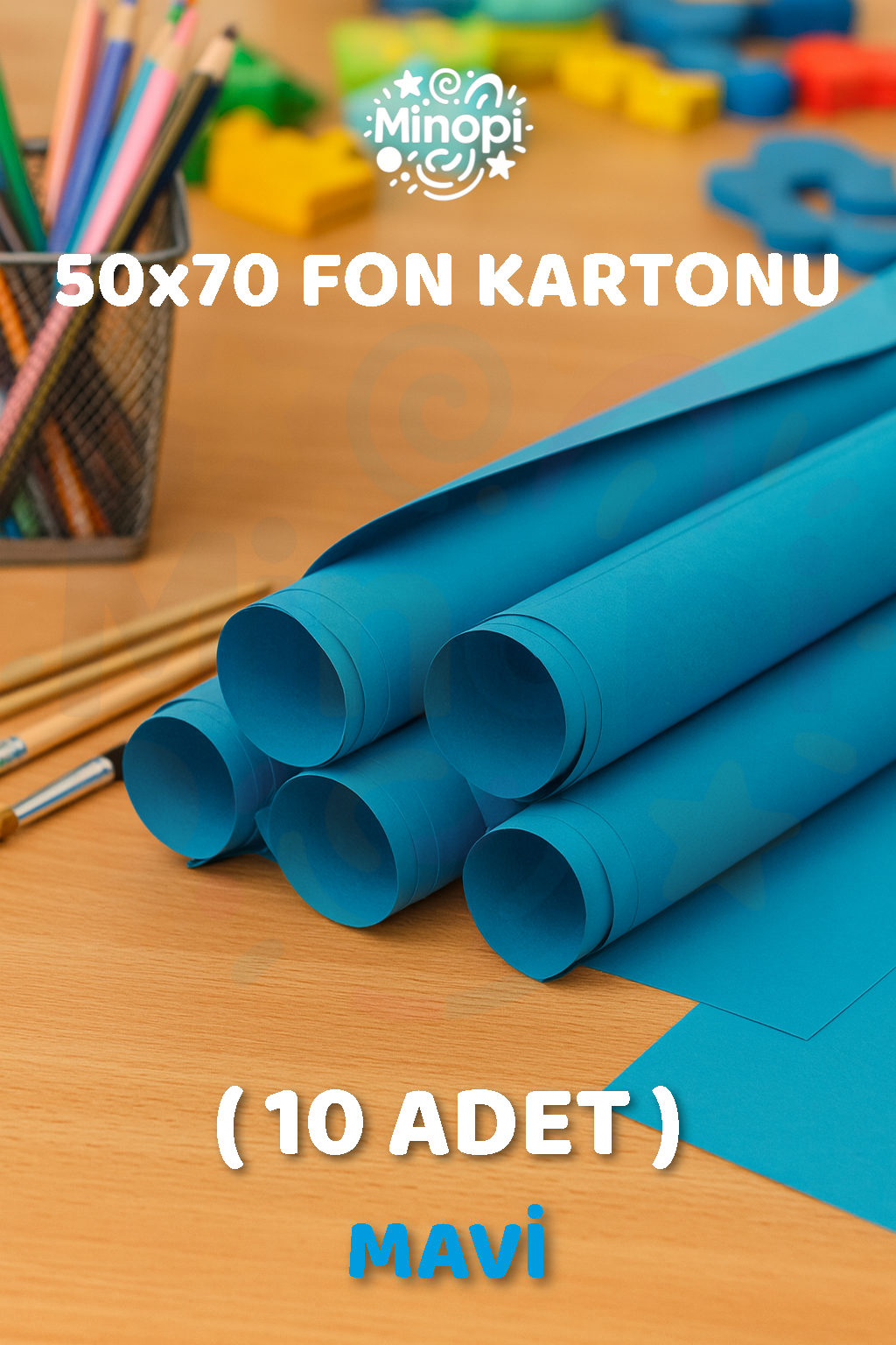 Açık Mavi Fon Kartonu 50x70 cm 10'lu Paket Renkli Fon Kartonu