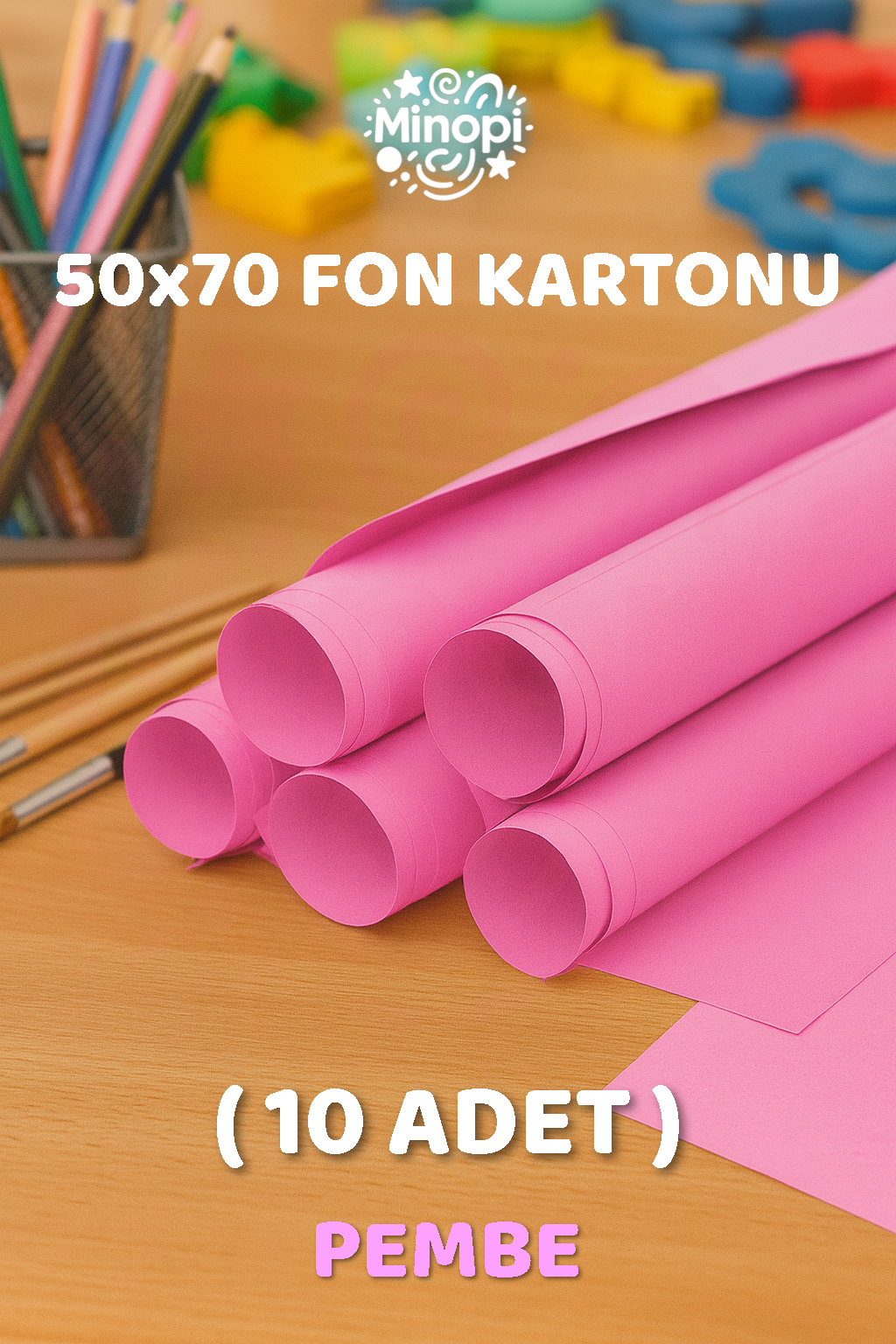 Açık Pembe Fon Kartonu 50x70 cm 10'lu Paket Renkli Fon Kartonu