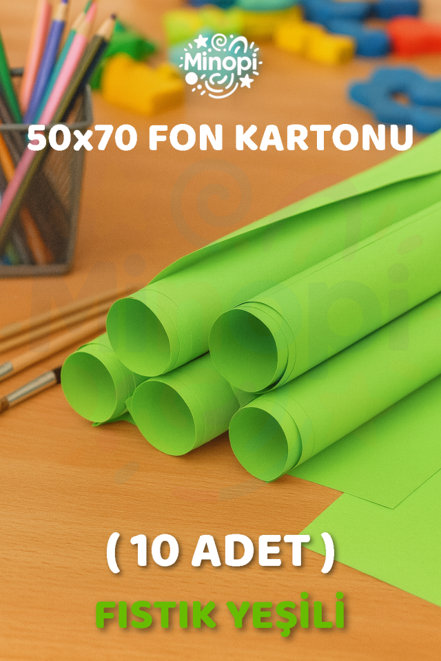 Açık Yeşil Fon Kartonu 50x70 cm 10'lu Paket Renkli Fon Kartonu