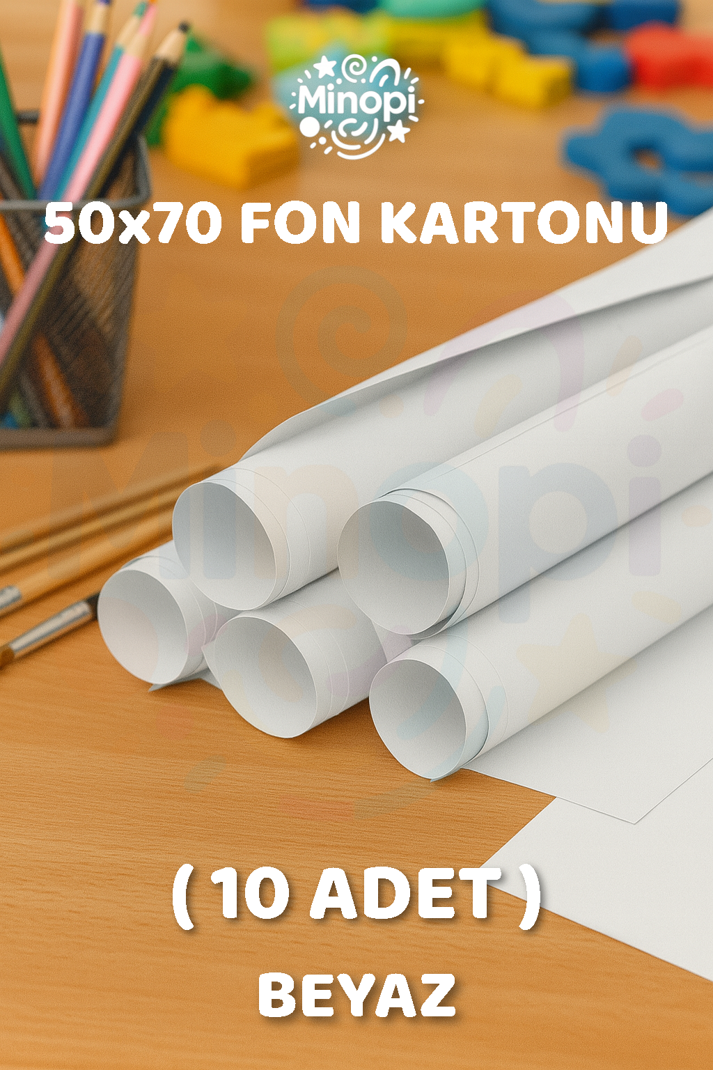 Beyaz Fon Kartonu 50x70 cm 10'lu Paket Renkli Fon Kartonu