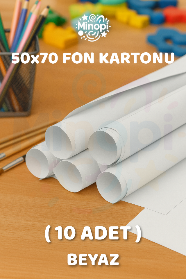 Beyaz Fon Kartonu 50x70 cm 10'lu Paket Renkli Fon Kartonu