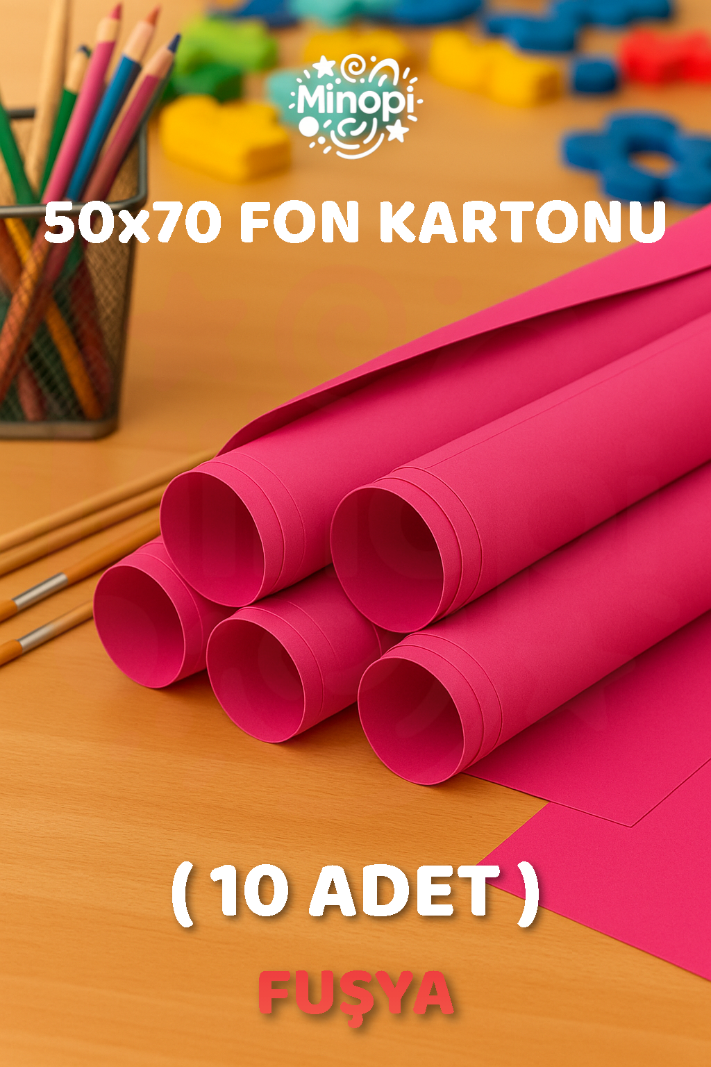 Fuşya Fon Kartonu 50x70 cm 10'lu Paket Renkli Fon Kartonu