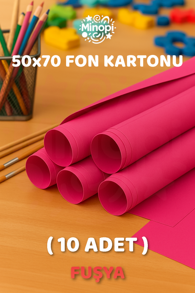 Fuşya Fon Kartonu 50x70 cm 10'lu Paket Renkli Fon Kartonu
