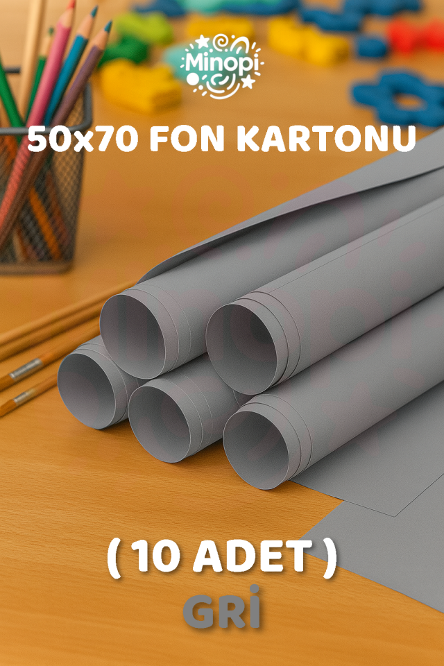Gri Fon Kartonu 50x70 cm 10'lu Paket Renkli Fon Kartonu