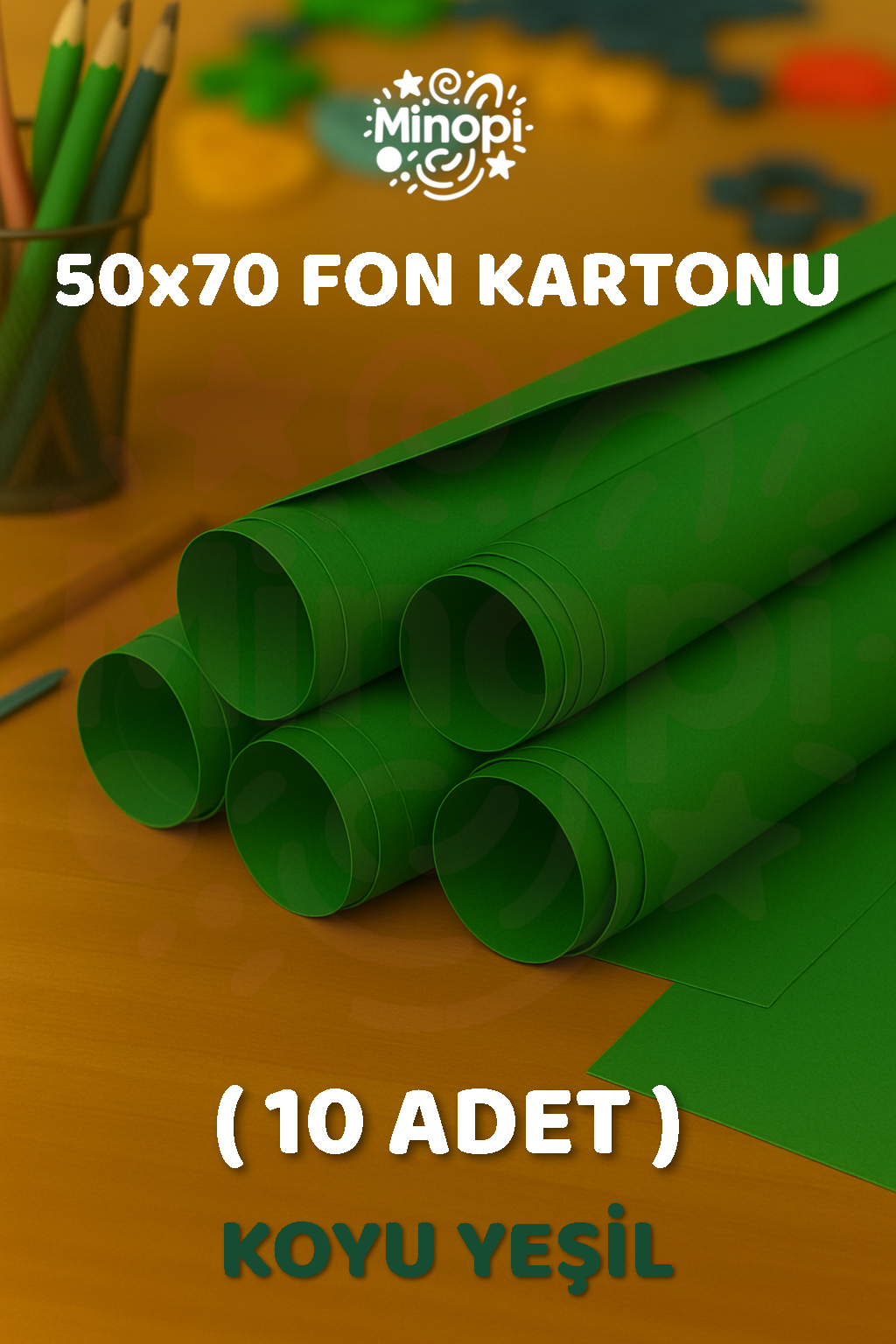 Koyu Yeşil Fon Kartonu 50x70 cm 10'lu Paket Renkli Fon Kartonu