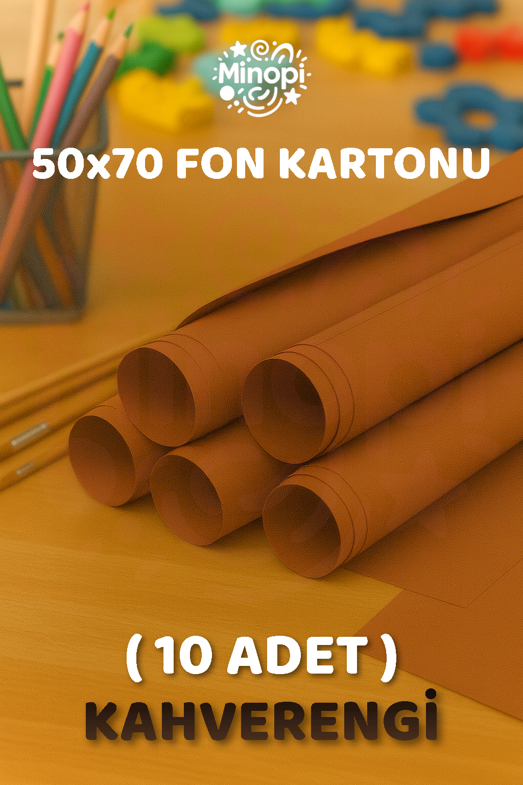 Kahverengi Fon Kartonu 50x70 cm 10'lu Paket Renkli Fon Kartonu