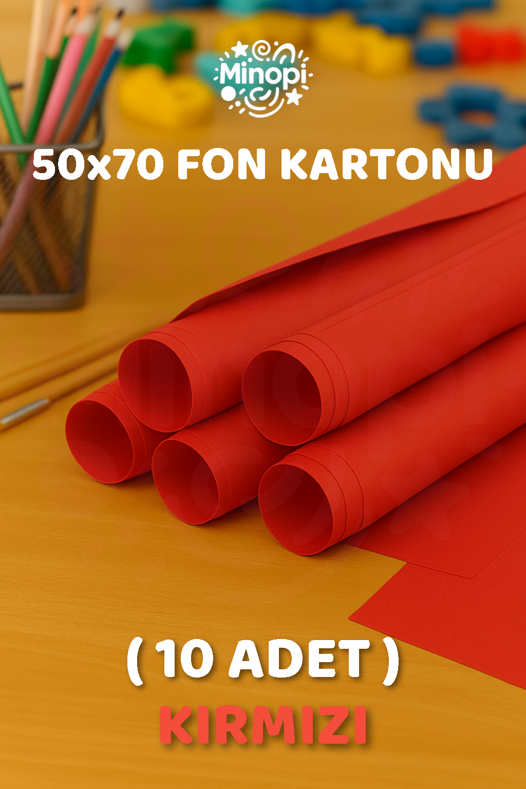 Kırmızı Fon Kartonu 50x70 cm 10'lu Paket Renkli Fon Kartonu