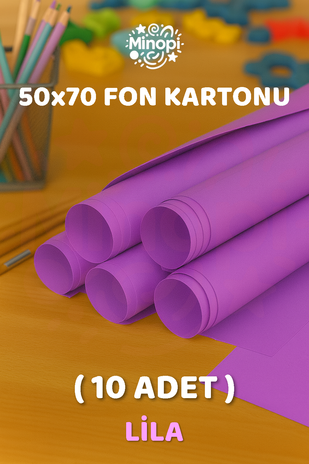 Lila Fon Kartonu 50x70 cm 10'lu Paket Renkli Fon Kartonu