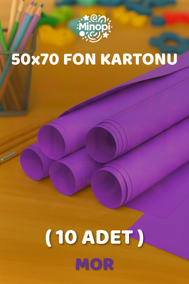 Mor Fon Kartonu 50x70 cm 10'lu Paket Renkli Fon Kartonu