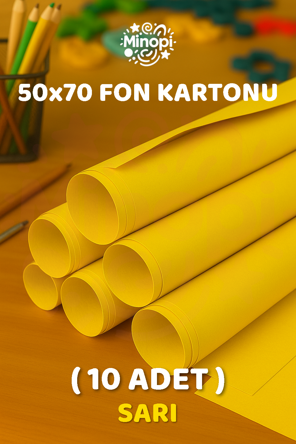 Sarı Fon Kartonu 50x70 cm 10'lu Paket Renkli Fon Kartonu