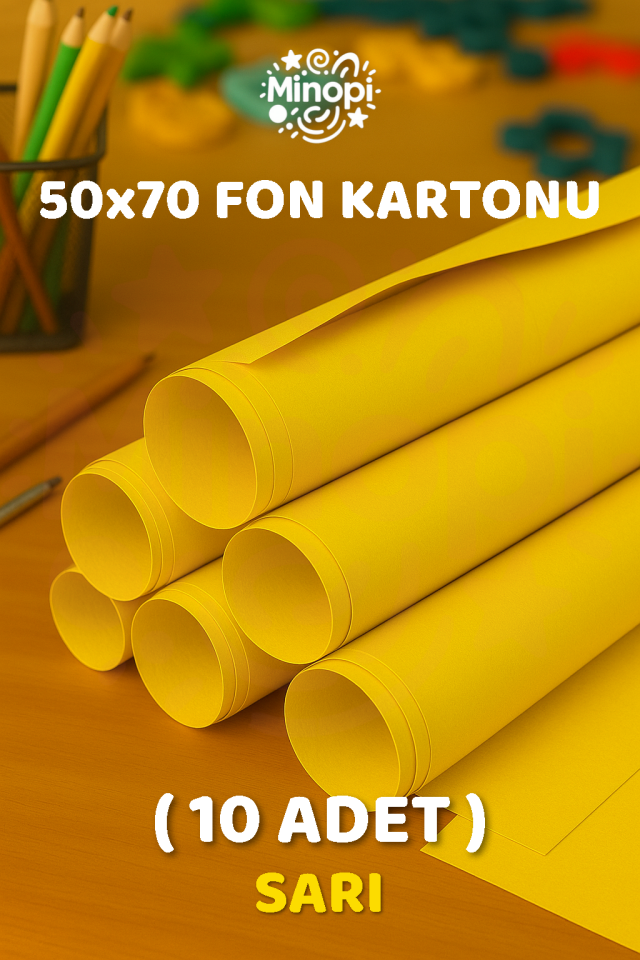 Sarı Fon Kartonu 50x70 cm 10'lu Paket Renkli Fon Kartonu