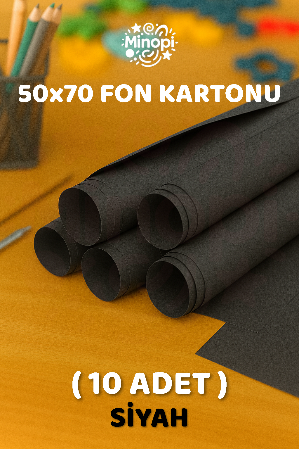 Siyah Fon Kartonu 50x70 cm 10'lu Paket Renkli Fon Kartonu