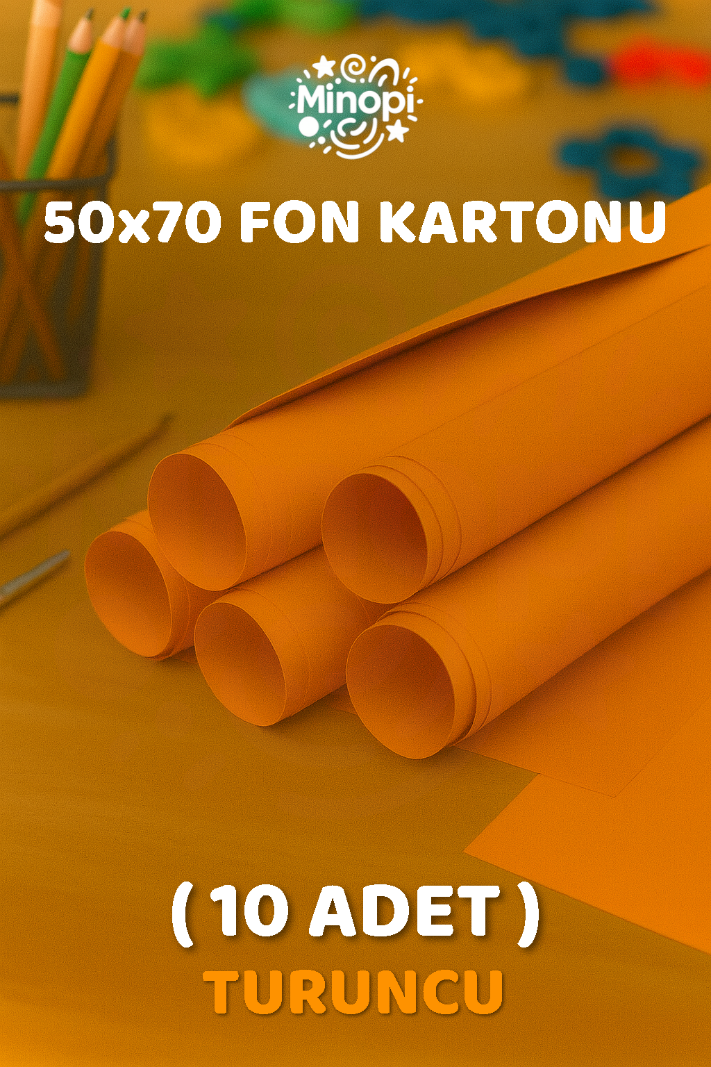 Turuncu Fon Kartonu 50x70 cm 10'lu Paket Renkli Fon Kartonu