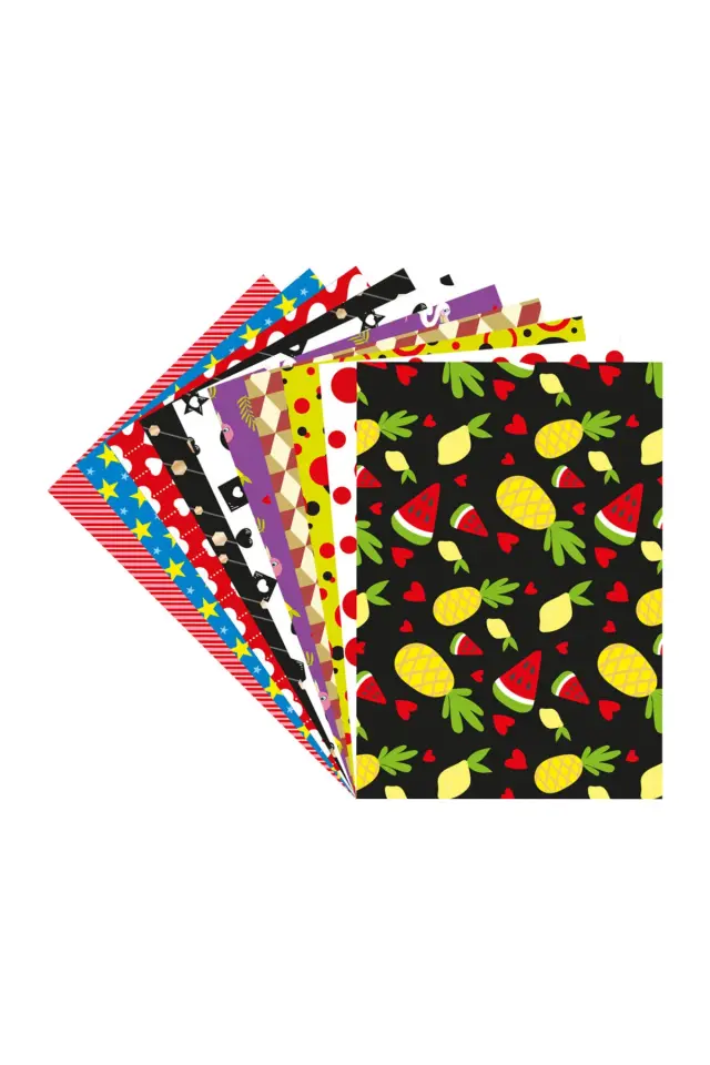 Desenli Karton 50x70 cm – 10’lu Renkli El İşi ve Hobi Kâğıdı Seti