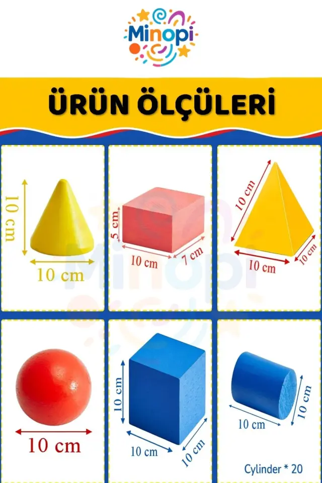 Geometrik Cisimler ve Şekiller 1 Paket Matematik Ders Materyali 10 Parça Prizma Küp Silindir Küp Kon