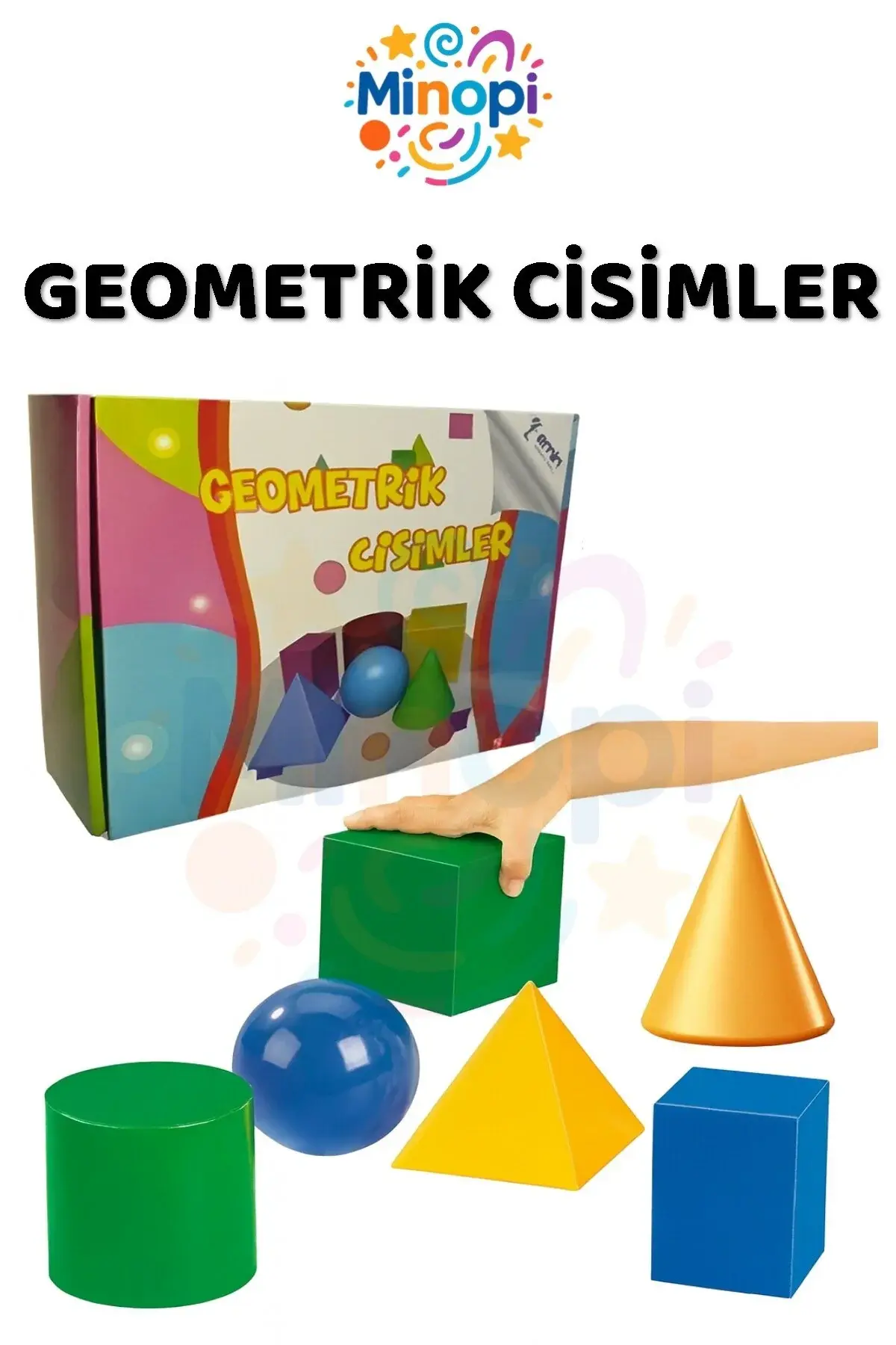 Geometrik Cisimler ve Şekiller 1 Paket Matematik Ders Materyali 10 Parça Prizma Küp Silindir Küp Kon