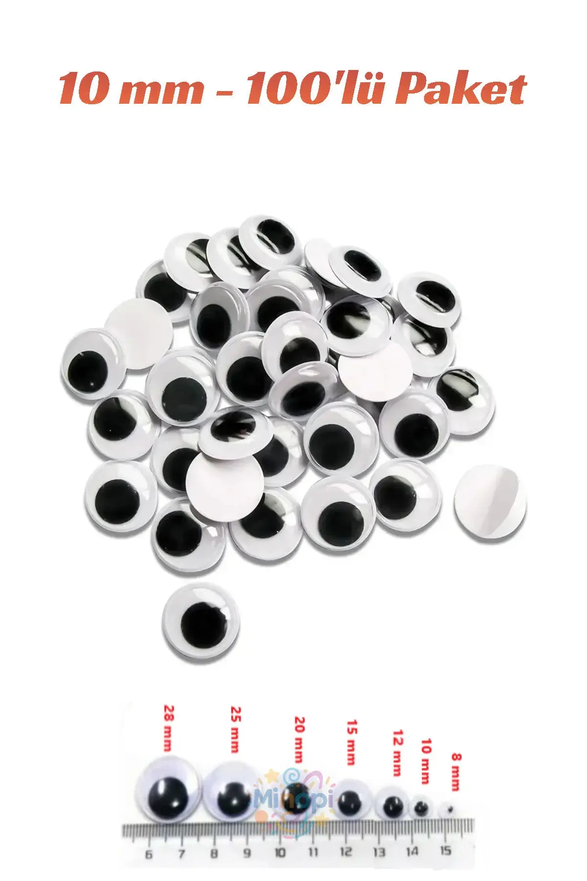 Oynar Göz Siyah 10 mm 100'lü Paket Oynayan Göz Hobi Tasarım Anasınıfı Kreş Etkinlik Elişi