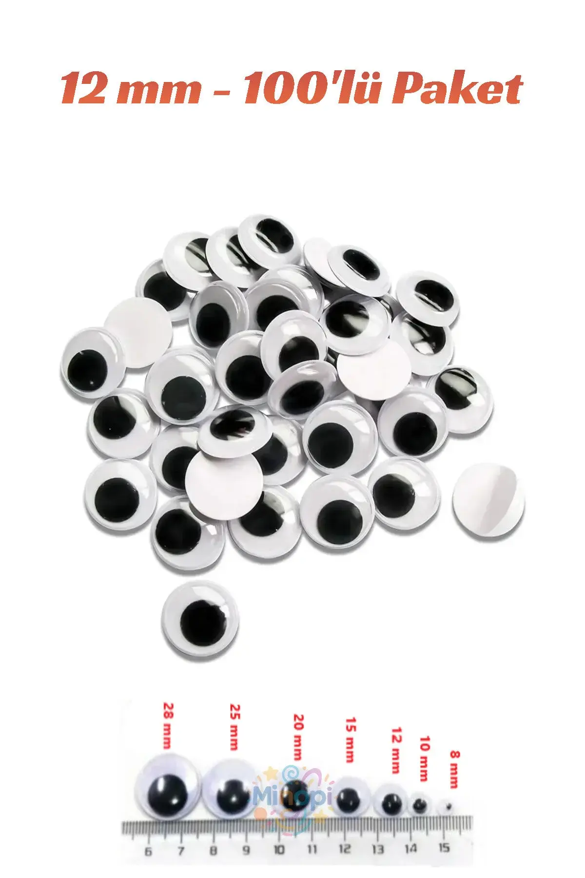 Oynar Göz Siyah 12 mm 100'lü Paket Oynayan Göz Hobi Tasarım Anasınıfı Kreş Etkinlik Elişi