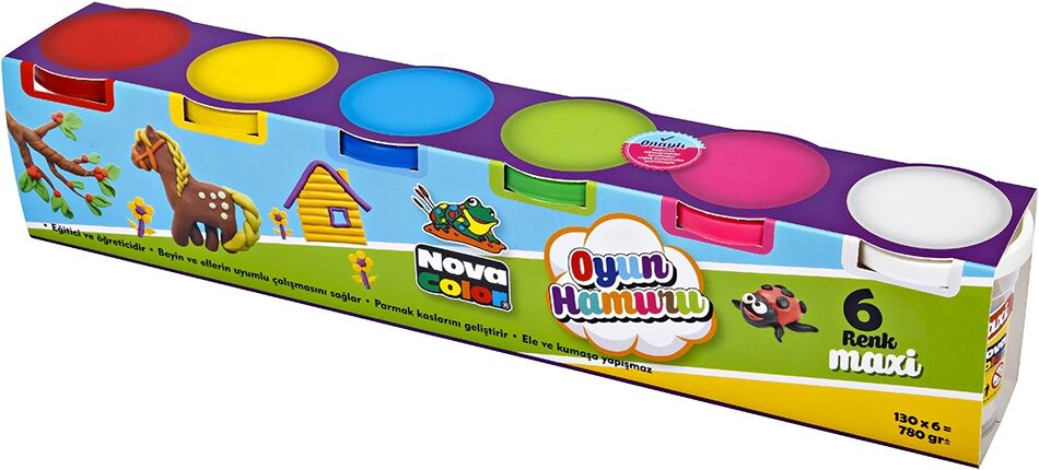 Nova Color Maxi 6'lı Oyun Hamuru / 130 x 6 = 780 gr
