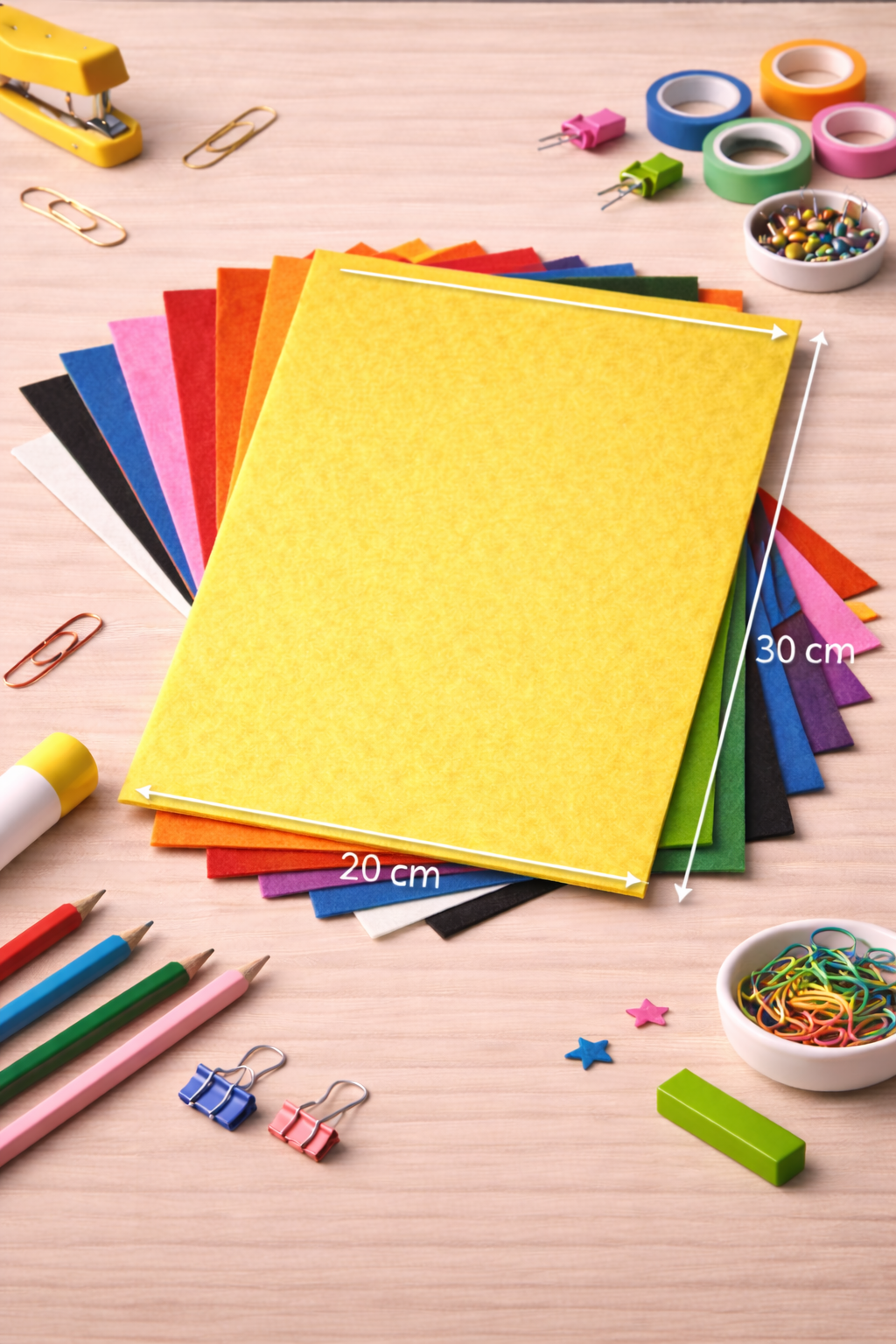 10Renk Keçe Tabaka 10'lu Paket 20x30 cm - 1.5 mm Kalınlık