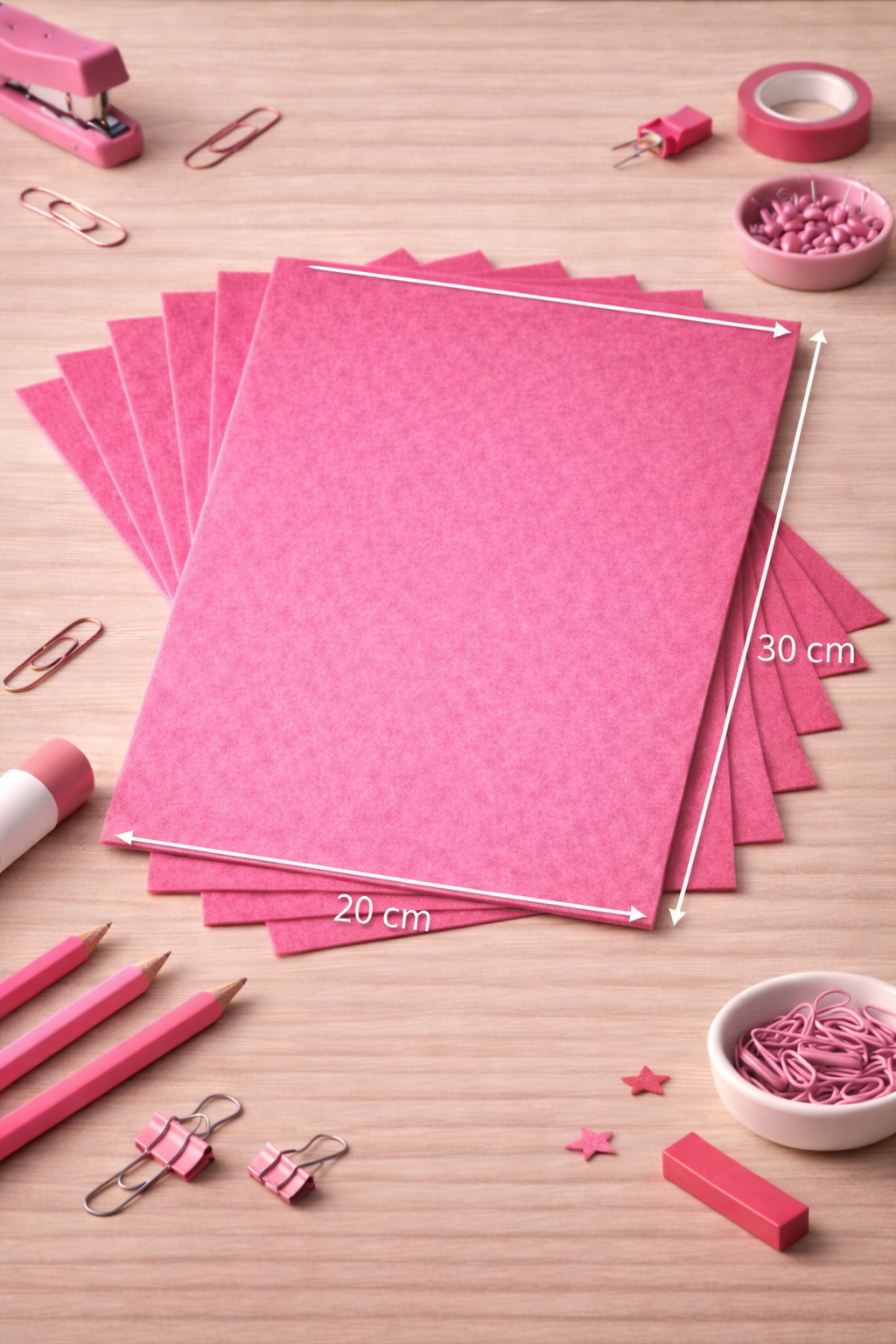 Pembe Renk Keçe Tabaka 10'lu Paket 20x30 cm - 1.5 mm Kalınlık