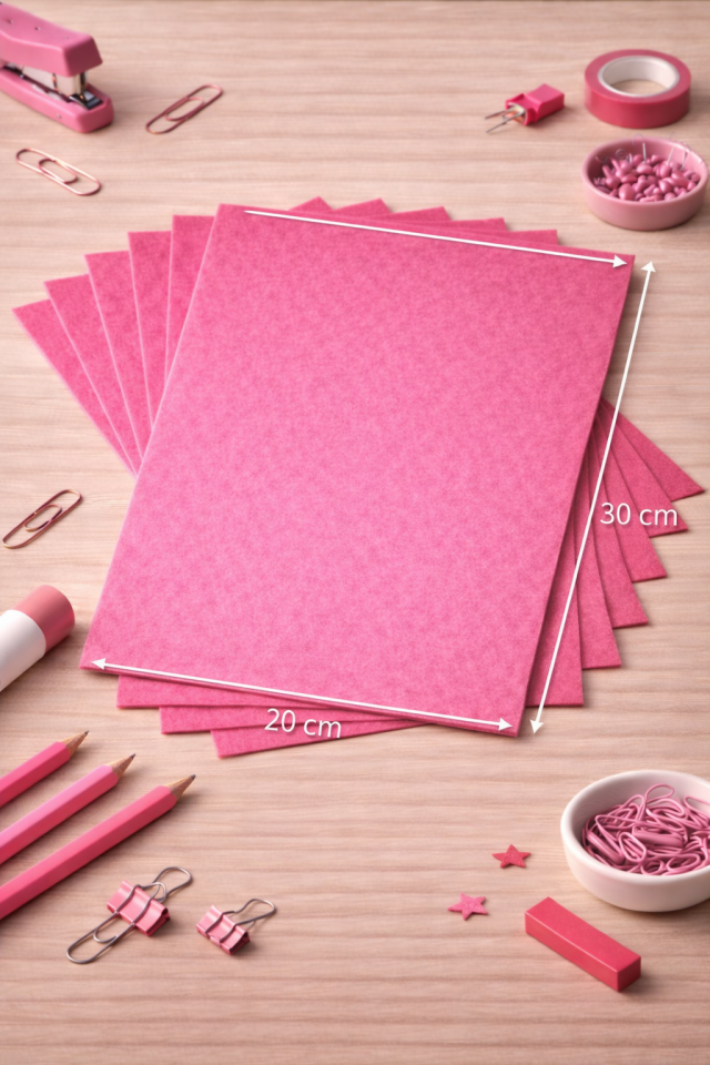 Pembe Renk Keçe Tabaka 10'lu Paket 20x30 cm - 1.5 mm Kalınlık