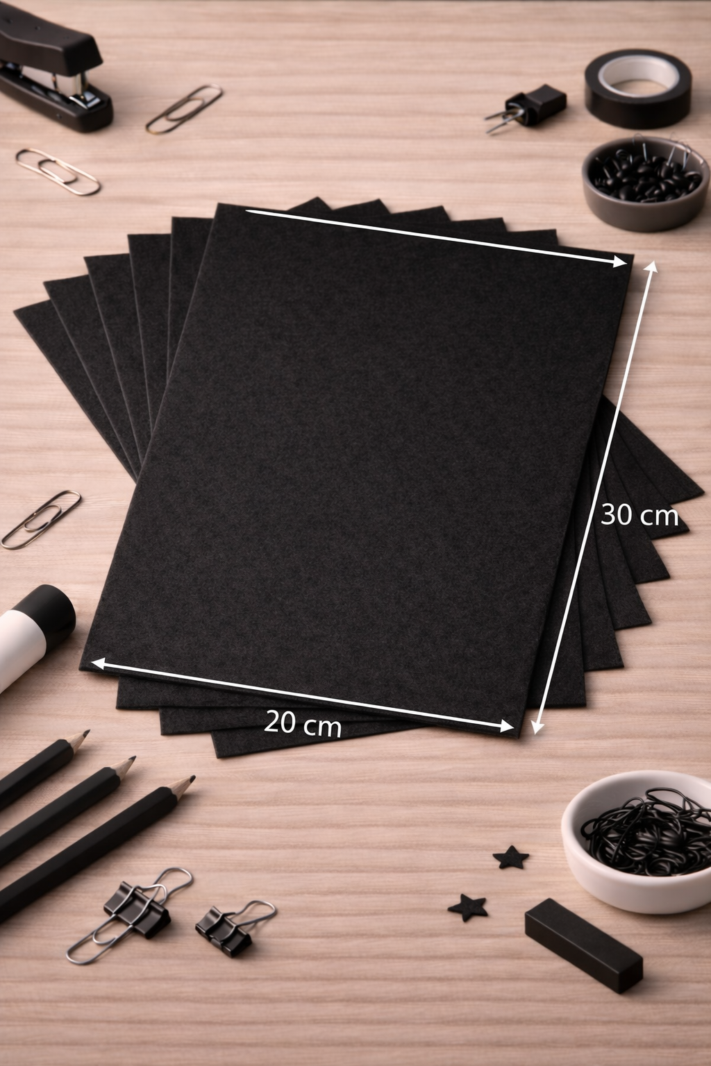 Siyah Renk Keçe Tabaka 10'lu Paket 20x30 cm - 1.5 mm Kalınlık