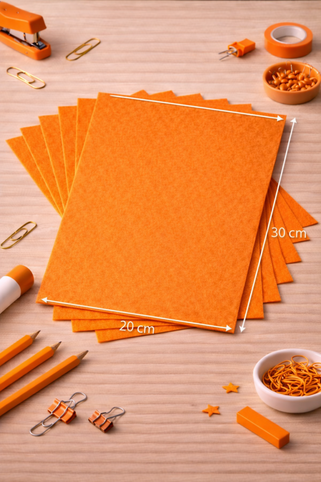 Turuncu Renk Keçe Tabaka 10'lu Paket 20x30 cm - 1.5 mm Kalınlık