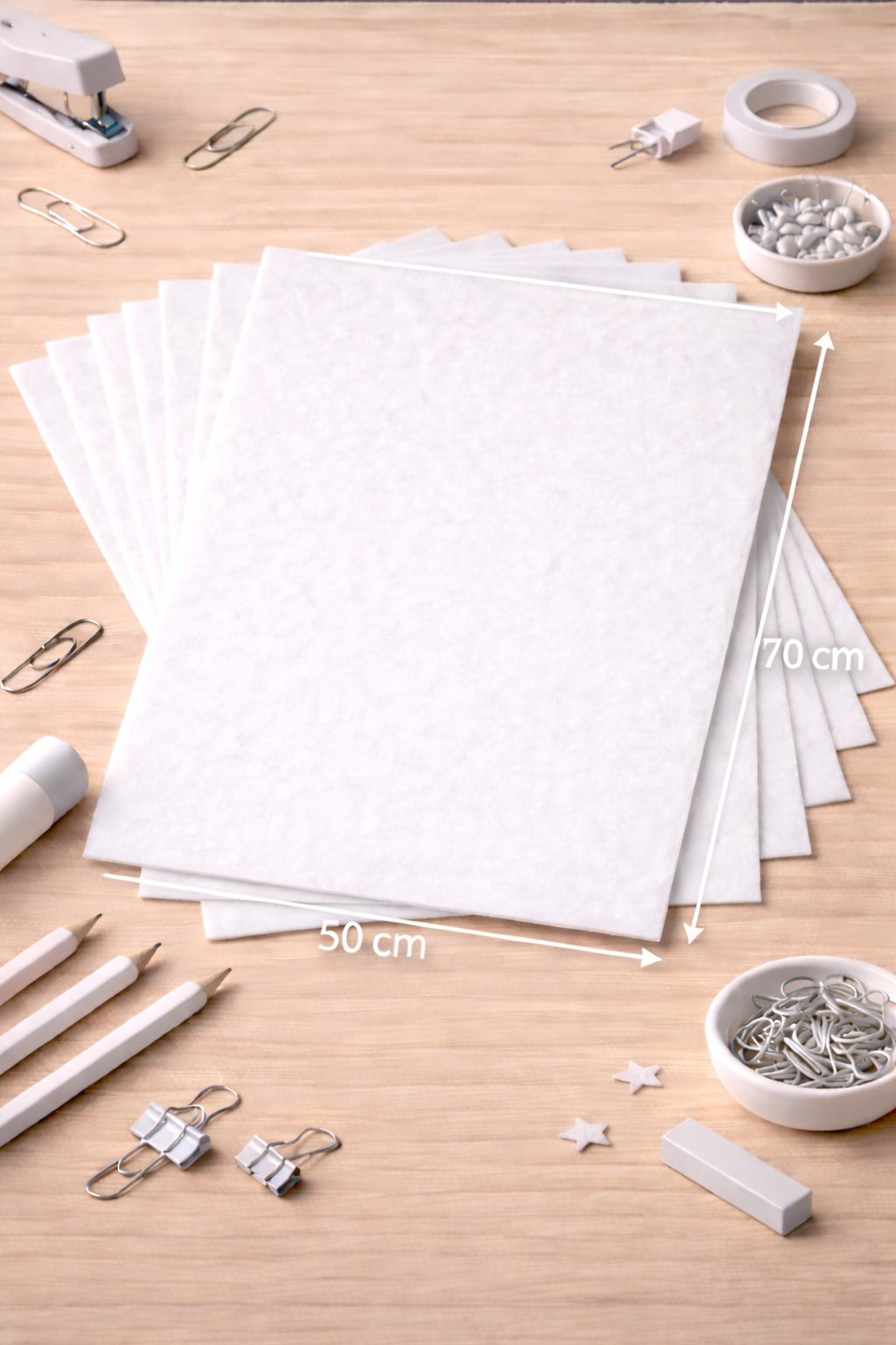 Beyaz Keçe Tabaka 10'lu Paket 50x70 cm - 1.5 mm Kalınlık