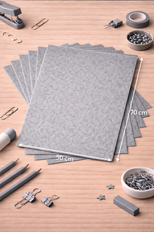 Gri Keçe Tabaka 10'lu Paket 50x70 cm - 1.5 mm Kalınlık