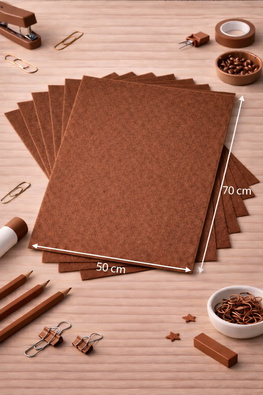 Kahverengi Keçe Tabaka 10'lu Paket 50x70 cm - 1.5 mm Kalınlık