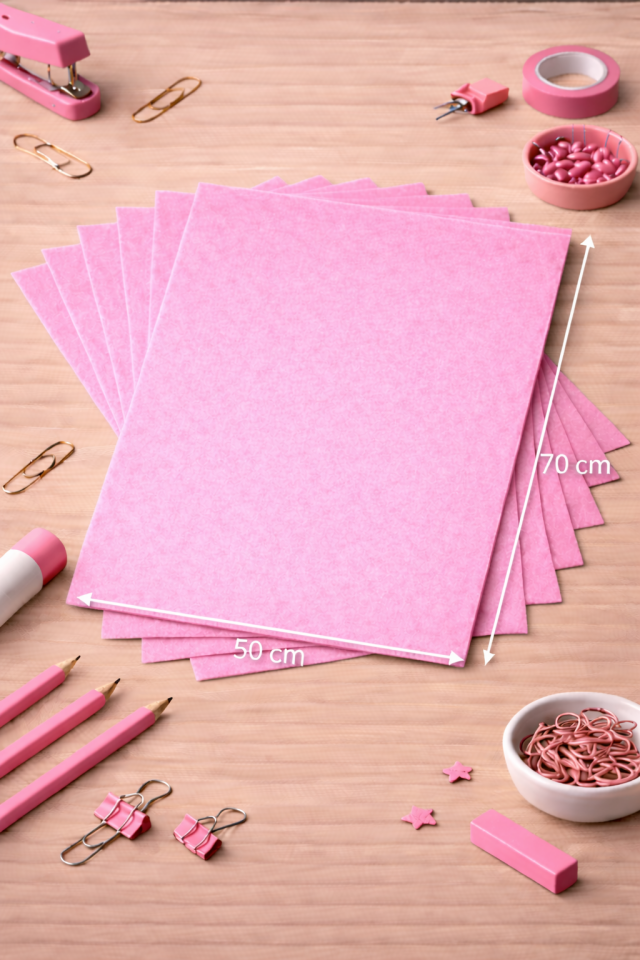 Pembe Keçe Tabaka 10'lu Paket 50x70 cm - 1.5 mm Kalınlık