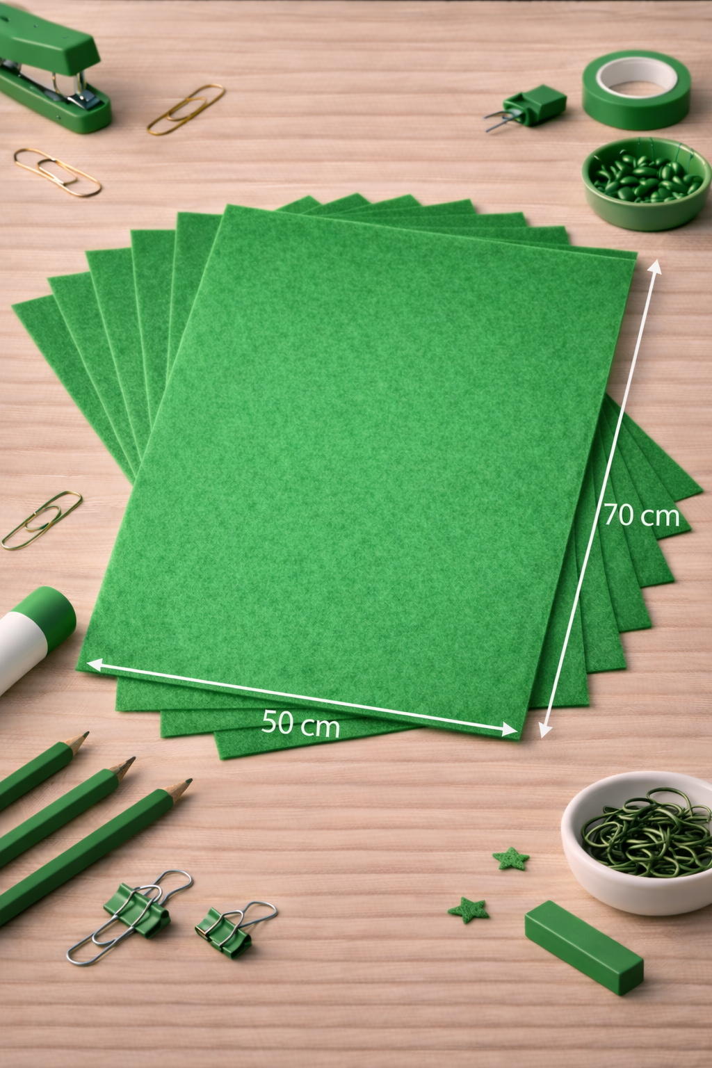 Yeşil Keçe Tabaka 10'lu Paket 50x70 cm - 1.5 mm Kalınlık