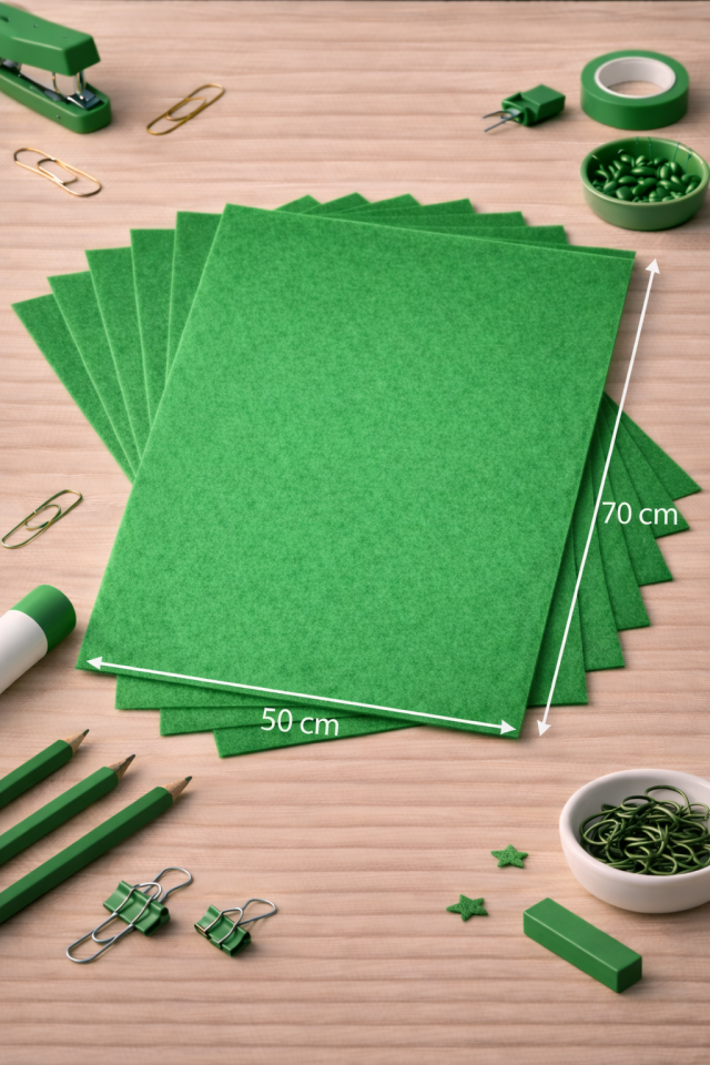 Yeşil Keçe Tabaka 10'lu Paket 50x70 cm - 1.5 mm Kalınlık