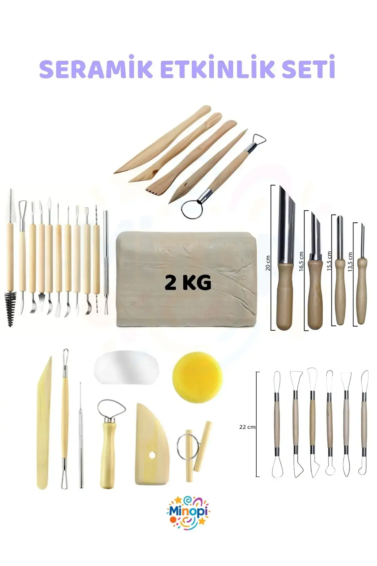 Seramik Kil Hamuru Etkinlik Seti 2 Kg Doğal Seramik Hamuru 35 Parça Şekillendirme Seti Set Kil Çamur