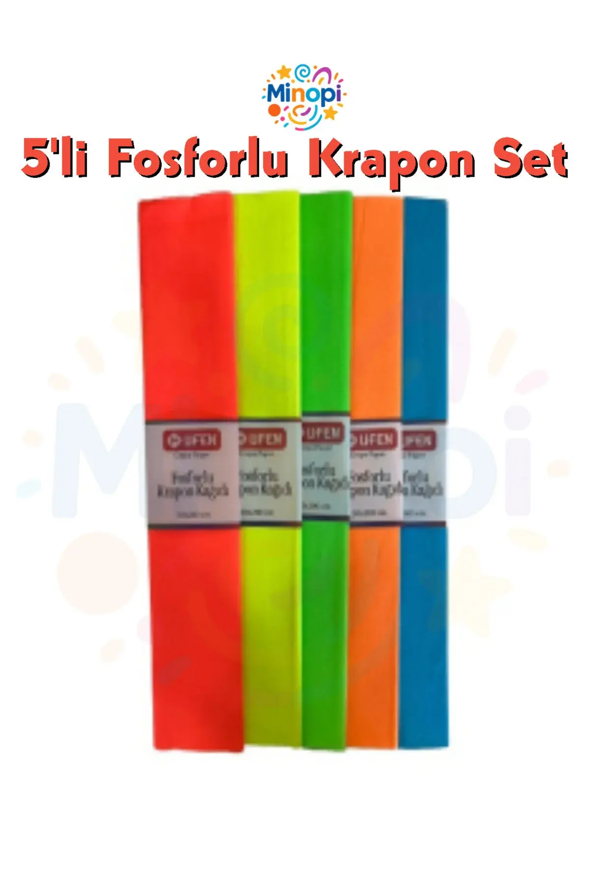 Fosforlu Krapon Kağıdı 5'li Paket Karışık Fosfor Paket 50x200 cm